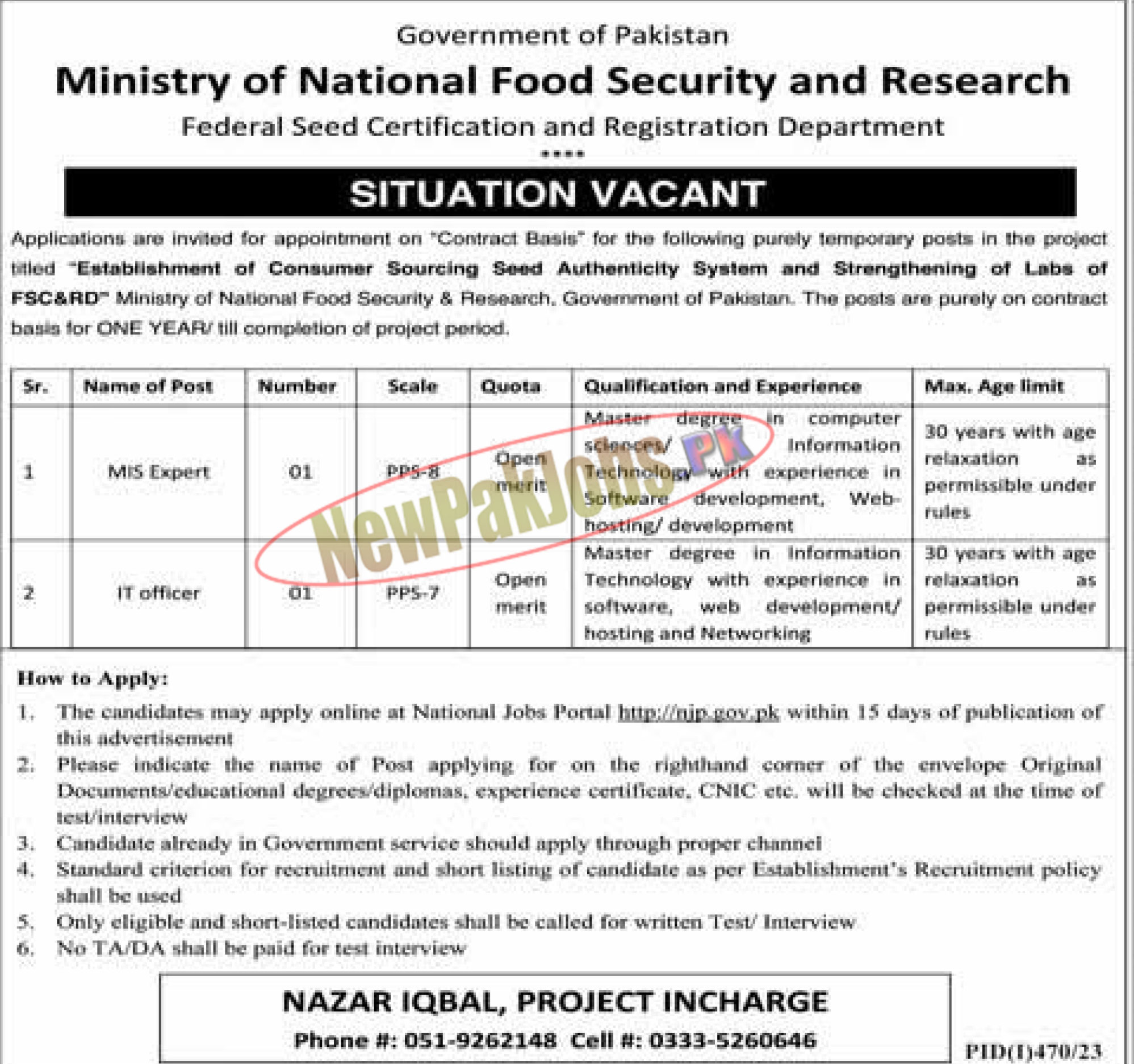 ministry of national food security and research